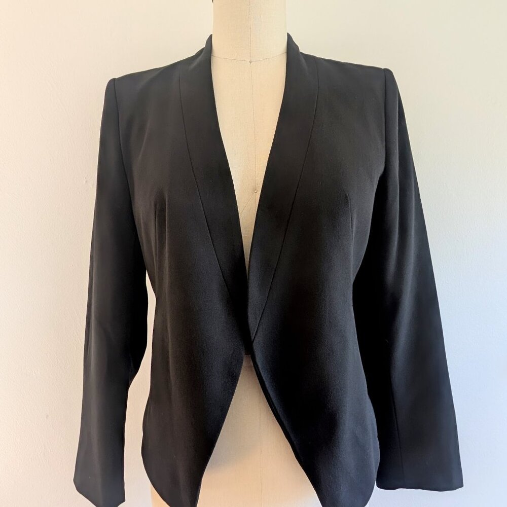 Black Blazer Open Tuxedo Jacket for Women with Shawl Lapel Size 10p Apt9
